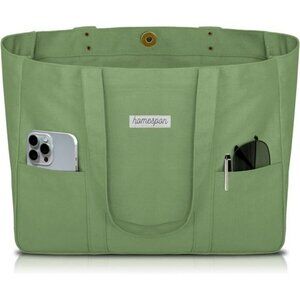 Canvas Tote Bag for Women Everything Bag with Pockets and Laptop Sleeve